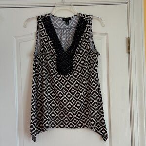 AB Studio Black and White Patterned Blouse